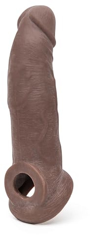 Lovehoney Real-Feel Realistic Penis Sleeve | Penis Extender with Ball Loop Adult Toys | Male Sex Toy Adds 1.5 Extra Inches | Cock Sleeve Enhancer for Men | Large Dildo for Couples | Flesh Brown