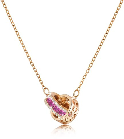 Linawe Collana con ciondolo con pietre preziose da donna, set di gioielli con collana, ciondolo in acciaio inossidabile con pietra portafortuna in cristallo, disponibile in oro, argento e oro rosa