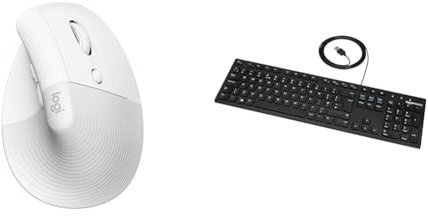 Logitech Lift Vertical Ergonomic & Amazon Basics Low-Profile Wired USB Keyboard