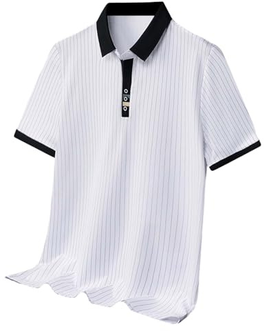 Foweknow Polo para hombre de manga corta de seda de hielo, transpirable, de secado rápido, camiseta de ocio, deporte, verano, golf, camiseta con botones, corte regular, camiseta básica de ocio