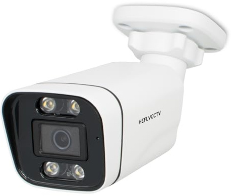 HEFLYCCTV 5MP Telecamera IP POE, telecamere di sicurezza Bullet Surveillance Wired CCTV con rilevamento umano Two-Way Audio, Smart Color Night Vision, 2,8mm lens, IP67 impermeabile Outdoor Indoor