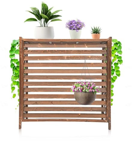 XUCAJING Persianas de Malla para Aire Acondicionado, Cubiertas de Radiador Exterior, Estantes de Exhibición para Plantas, Mengrosado, Marrón Oscuro (4 Tamaños)/80 * 32 * 70Cm