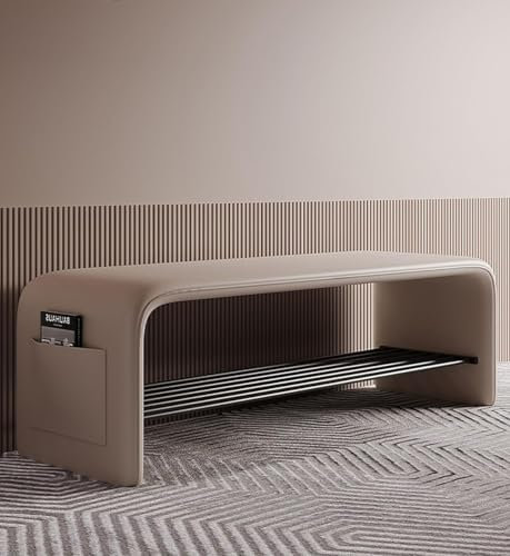 Scarpiera beige con contenitore lungo 120 cm scarpiera bassa per camera da letto e ingresso multifunzionale ottomano portaoggetti per scarpe perfetto mobili da ingresso