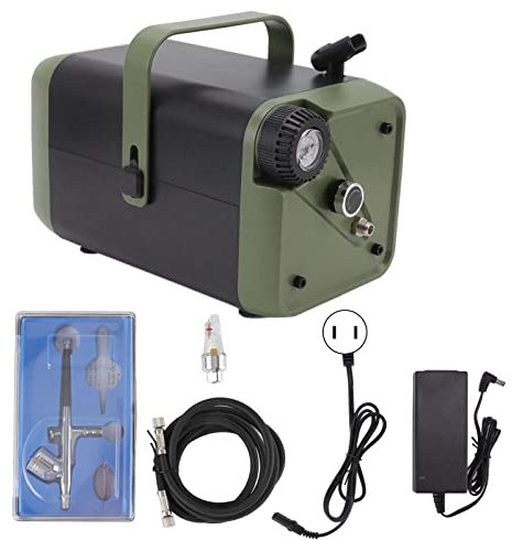 Kit de aerógrafo de Gearwell, de pintura del compresor sin aceite con presión ajustable, máquina de aerógrafo, de aerógrafo de doble acción (Enchufe JP)