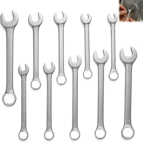 Dongnesi 10PCS Combination Spanner Set, Small Spanners Set, Mini Wrench Sets, Metric Small Ratchet Spanner Sets, Metric 4mm-11mm Open End and Box End Wrenches Carbon Steel Spanners