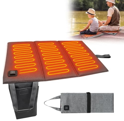 Pengrity Coussin de Siège Chauffant Usb, Portable Coussin de Chaise Chauffant, Pliable Coussin Chauffant avec 3 Température Réglable, Charge USB pour Stade Extérieur Camping