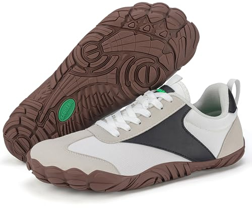 SAGUARO Barefoot skor unisex minimalistiska barfota sneakers som andas lätt, Vit, 39 EU