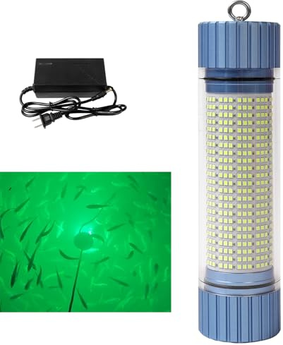 HQLYZJDV Luce da Pesca Subacquea a Batteria, Luce LED Verde Ricaricabile per Attirare i Pesci, Capacità 9000mAh, Luci da Pesca Sommergibili IP68 Impermeabili per Acqua Dolce e Salata