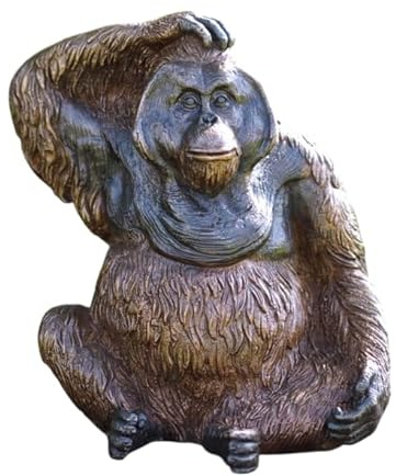 Generisch Bronze AFFE | Oran Utan | klein | sitzend | 14x10x26cm | Tierfigur aus Bronze | handgefertigt