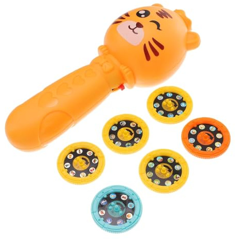 FIXOSHEE Flashlight Projector with Pattern Discs Bedtime Projection Lamp for Cognitive Development and Early Learning Creative Picture Book Style Night Light