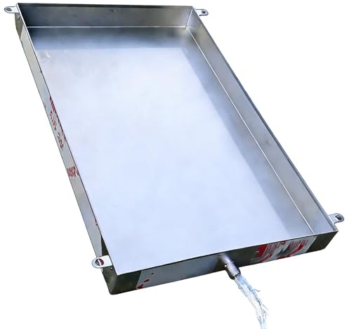 Vaschetta Condensa for Condizionatore Esterno Acciaio Inox 304 Profonda 8cm con Tubo Vaschetta di Drenaggio Robusto per Unità Esterna Balcone Garage Uso Domestico(10x70cm(4x28in))