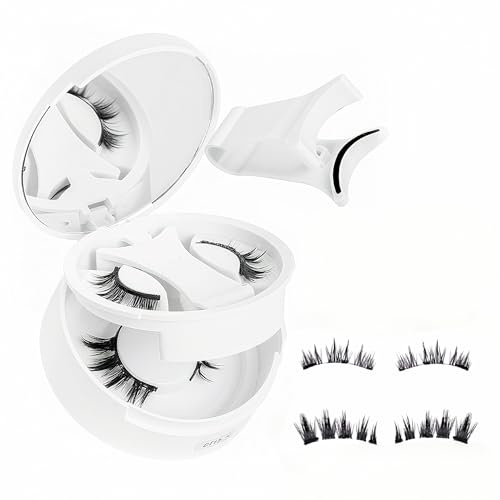 2 Paar Magnetische Wimpern Set, Wiederverwendbares Magnetische Wimpern mit Applikator, 4 Magnetpunkte sind Augenform geeignet, Natürlicher Look, Tragen und Entfernen (Comic-Sprite + Reiz)