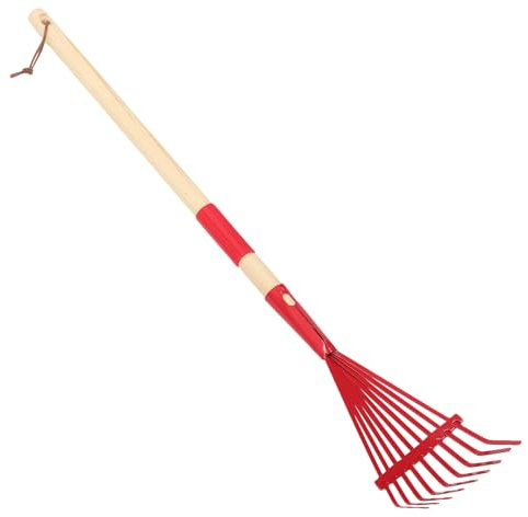 Toyvian Rastrillo Pequeño de Jardinería Mango de Madera Desmontable, Herramienta de Jardín de Hierro Fácil de Transportar para Mantenimiento de Césped y Paisajismo
