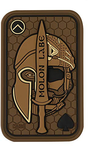 M-Tac 3D PVC Klett-Patch „Molon Labe Ace“ – 108×68 mm Militärischer Gummi-Aufnäher mit 3D-Relief, hochbelastbares PVC, Klettverschluss für Uniform, Rucksack & taktische Ausrüstung, Coyote