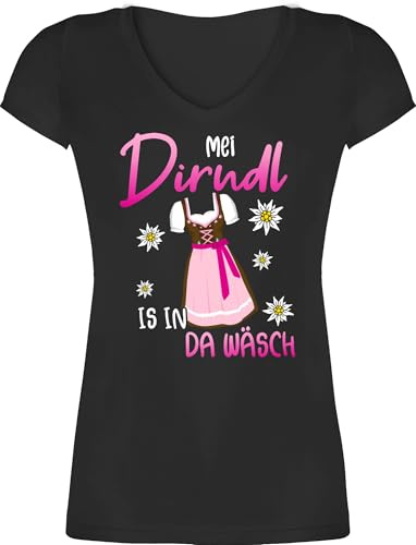 Shirtracer - T-Shirt Damen V Ausschnitt - Kompatibel mit Oktoberfest - MEI Dirndl is in da Wäsch