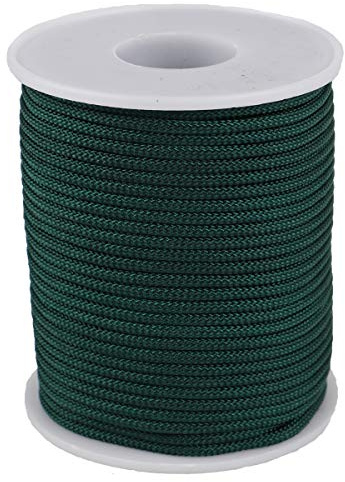 Cordel de Nailon para Collar Pulsera Fabricación de Joyas Accesorios para Manualidades (2mm-98feet, Verde Oscuro)
