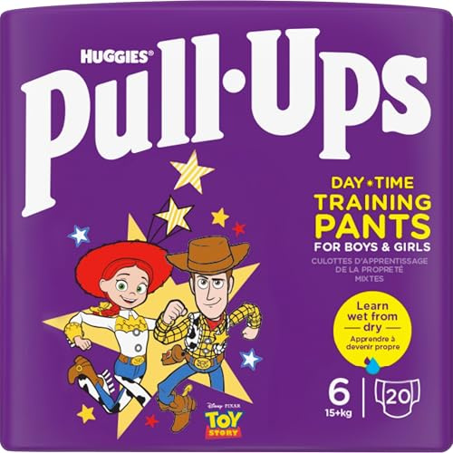 Huggies Pull-Ups, träningsbyxor för pojkar - 2-4 år, storlek 6-7 pull-up blöjor (40 byxor) - potträningsbyxor för enkel toalettträning - lär dig våt från torr