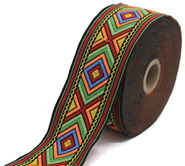 10.9 Yard spole 50mm Färgrik Afrikansk Motiv Jacquard bård vävda band jacquardborte kostymbård broderi