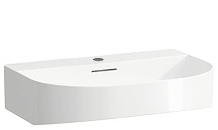 LAUFEN Sonar Aufsatzwaschtisch, 1 Hahnloch, mit Überlauf, 600x420mm, geschliffen, H8163420001041, Farbe: Weiß