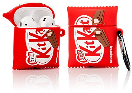 YIGEYI Airpods - Custodia in silicone compatibile con gli Airpods 1 e 2 custodia per cartoni animati 3D carina divertente [serie di snack divertenti] (Kitkat)