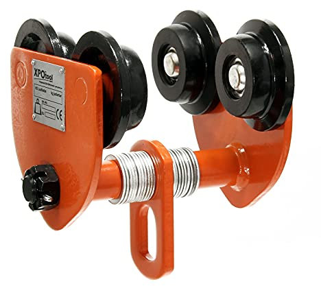 XPOtool HD Laufkatze bis 1000 kg, 75-125 mm Flanschbreite, Handfahrwerk für Kran, Rollfahrwerk stufenlos justierbar