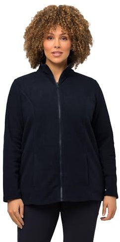 Ulla Popken Damen Fleecejacke, Baukastensystem, Innenjacke, Stehkragen Sweatshirt, Marine, 62-64 EU