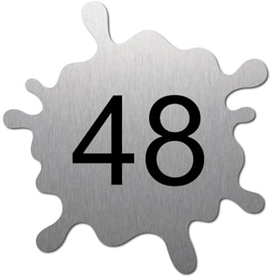 Plaque gravée pour boite aux lettres numéro Splash autocollante 8x8cm personnalisée 1 à 2 lignes Alu Brossé