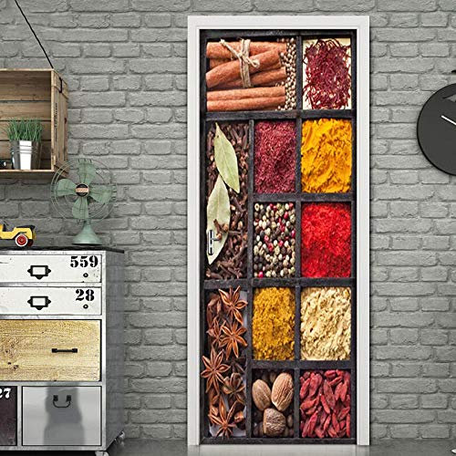 ZOOINB 3D Türtapeten Fototapete Selbstklebend Tür Wandaufkleber 95X215Cm Gewürz Für Die Küche Wandbild Tür Poster Wasserdicht Türbild Für Wohnzimmer Kinderzimmer Badezimmer Dekoration