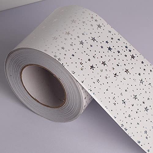 Dostear TapetenbordüRe Selbstklebende BordüRe Wand Wohnzimmer Tapeten Fliesenaufkleber Bad Dekoband Selbstklebend Schwarze Sterne 15 X 500cm