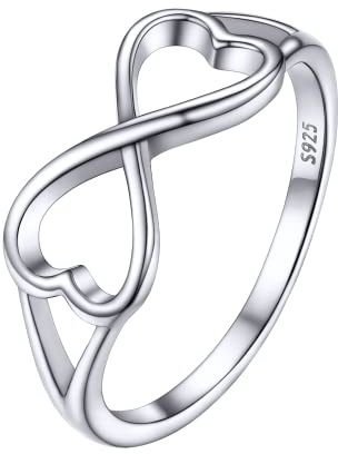 PROSILVER Simbolo Infinito Corazon Anillo Promesa 57 Novia Dama de Honor Plata de Primera Ley