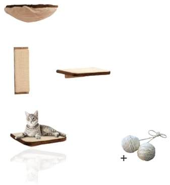 Rohrschneider Deluxe Katzen Kletterwand-Set 4-teilig beige Wandmontage