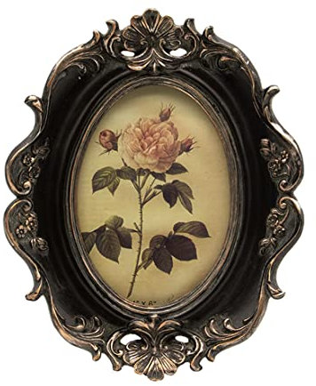 CISOO Ovaler Vintage-Bilderrahmen, 10,2 x 15,2 cm, antiker Bilderrahmen, Tischaufsteller und Wandbehang, Retro-Heimdekoration, kunstvolle Fotogaleriekunst (Schwarz und Gold)