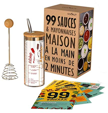 COOKUT - Shaker Sauce - 99 Sauces Maison Délicieuses et Inratables en Moins de 2 Minutes ! Vinaigrettes, Mayonnaises, Ketchup, Sauces pour Viandes et Desserts