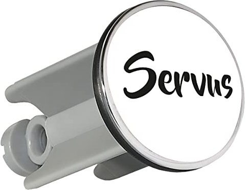 Huuraa Waschbeckenstöpsel Servus Schriftzug Geschenk 4cm höhenverstellbar 6,5 bis 8,5cm Servus Geschenkidee
