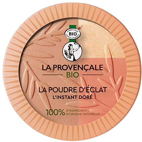 La Provençale Bio - Poudre d'Éclat l'Instant Doré - 3 en 1 : Poudre Soleil, Fard à Joues, Enlumineur de Teint - 100% d’Ingrédients d'Origine Naturelle - Poudre Bronzante Visage Effet Bonne Mine