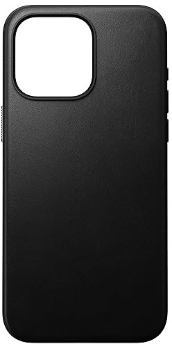 NOMAD Modern Leather Case | für iPhone 15 Pro Max | Schutzhülle aus Polycarbonat und hochwertigem Echtleder | MagSafe-kompatibel | Black
