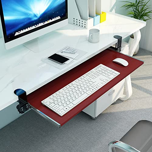 MBROS Ergonomische Schreibtischverlängerung, Tastaturablage zum Anklemmen, ausziehbare Tastaturplattform, Armlehnenablage, verstellbare Ablage unter dem Schreibtisch, für Büro