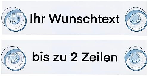 Hinweis Schild Saugnapfschild Wunschtext Gravur Weiß Kunststoff 200x50mm (IHR WUNSCHTEXT)