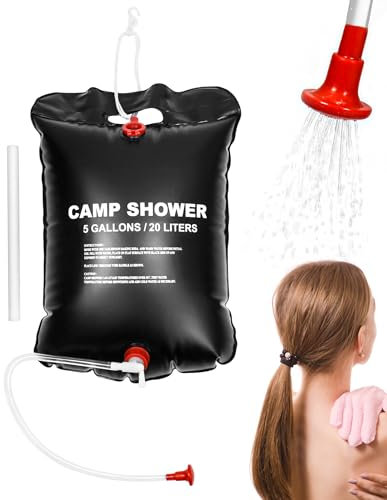 QWORK® 20L Solar Shower Bag Portable Travel Camping Shower Bag with Temperature Indicator (4.4 UK Gal)