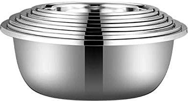 Pots and Bowls, Large Capacity Mixing Pots, 304 Stainless Steel 8-Piece Set, Cooking Baking, Stacking Storage Serving Trays