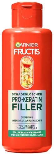 Garnier Reparierendes Filler Intensivkur gegen Haarschäden, Für verwandeltes und widerstandsfähiges Haar, Mit Marulaöl und Pro-Keratin, Fructis Schadenlöscher Deep Repair, 200 ml