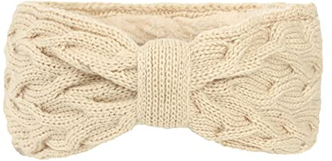 Warme Winter-Stirnbänder mit Schleife, für Damen, Zopfgehäkelt, Turban, Ohrwärmer, Stirnband, Geschenke, 1 Packung Bänder für Haare (Beige, Einheitsgröße)