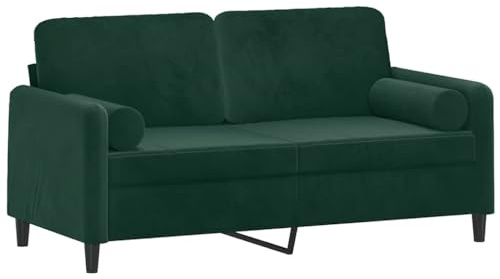 vidaXL Sofa 2 Sitzer, Couch mit Zierkissen, Liegesofa für Wohnzimmer, Polstersofa Sessel Relaxsofa Loungesofa Relaxcouch, Dunkelgrün Samt