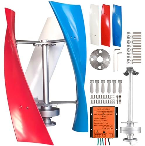 ZHOZHUT Vertikale Windrad 1500W Magnetische Levitation Aufrechte Windturbine 12V / 24V / 48V / 96V / 220V 3 Flügel Wind Turbine Mit Laderegler, Windgenerator Für Boote, Dächer, Bauernhöfe,220v