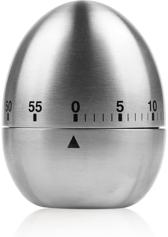 NInE-ROnG WG015 Egg Kitchen Timer Stainless Steel Mechanical Rotating Alarm 60 Minutes Count Down Timer for Cooking Learning