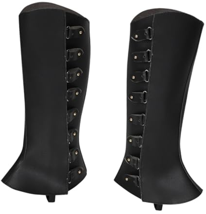 Perfeclan Piratenstiefel-Überzüge, PU-Beinschützer für Halloween, Outdoor-Festival, Cosplay, Schwarz