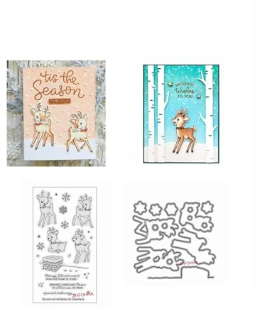 Weihnachten Hirsch Stempel und Stanzschablonen für Karten Herstellung, Winter Weihnachten Stanzen Stempel und Briefmarken Set für DIY Scrapbooking Fotoalbum Dekorativ