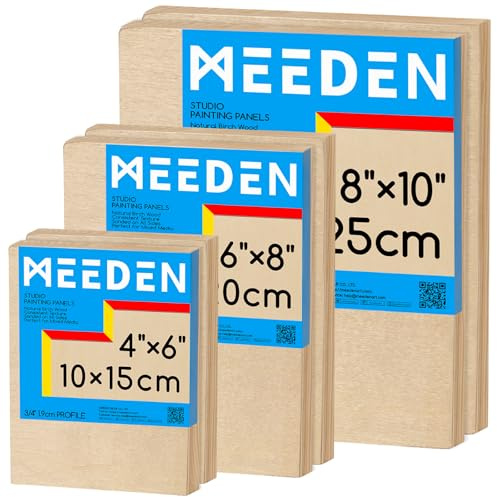 MEEDEN Unfinished Wood Canvas Board:4x6 6x8 8x10 Canvas Panel Pack of 6 | 3/4 Deep Wooden Panel Board, Blank Cradled Wood Art Board for Painting - Rectangle