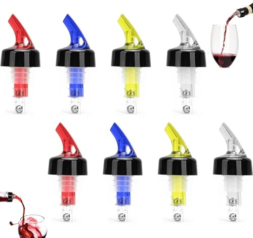 Alriedy Flaschenausgießer, 8 Stück Schnaps Dosierer 1.5cl, 2cl, 3cl, 4cl, Auto-Pour Ausgießer, Ideale Dosierer Für Home Bar Wein, Cocktails, Partys.