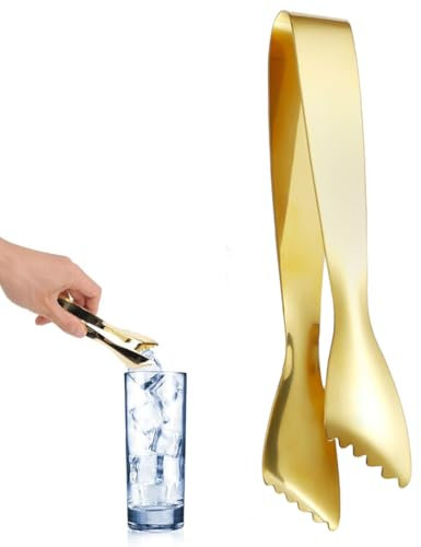 Pinza per ghiaccio spirale, Pinza per ghiaccio in acciaio inossidabile per uso alimentare, Pinza da cucina in acciaio inossidabile, Previene lo scivolamento per il bar della cucina di casa, Oro